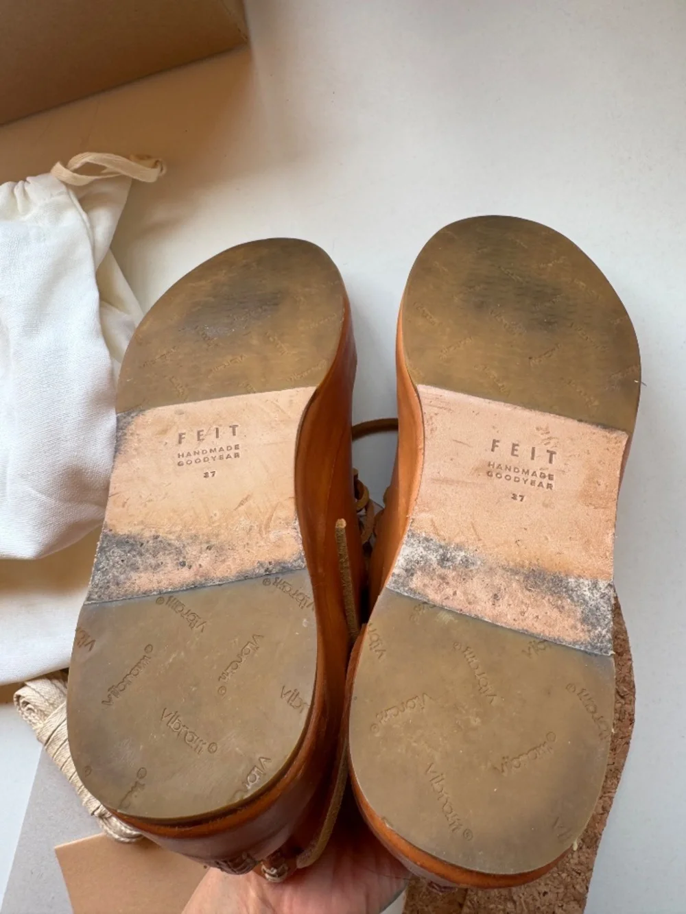FEIT Hand-Sewn High Top Natural Tan Leather EU 37 Edition 6/60